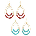 Agate and Howlite 15.00 ctw Set of 2 Beaded Earrings Goldtone - Sticky add to cart bar