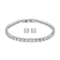 Ankur Treasure Chest Simulated Diamond Bracelet (7.00 In) and Earrings in Silvertone - Sticky add to cart bar