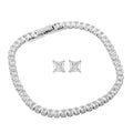 Ankur Treasure Chest Set of Simulated Diamond Bracelet (7.00 In) and Earrings in Silvertone - Sticky add to cart bar