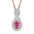 Premium Mozambique Pink Sapphire and White Zircon 0.50 ctw Infinity Pendant Necklace 20 Inches in 18K Vermeil Rose Gold Over Sterling Silver - Sticky add to cart bar
