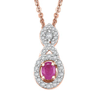 Premium Mozambique Pink Sapphire and White Zircon 0.50 ctw Infinity Pendant Necklace 20 Inches in 18K Vermeil Rose Gold Over Sterling Silver