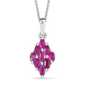 Premium Mozambique Pink Sapphire 1.00 ctw Blossom Cluster Pendant Necklace in Rhodium Over Sterling Silver 20 Inches - Sticky add to cart bar