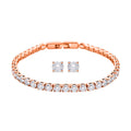 Ankur Treasure Chest Simulated Diamond Bracelet (7.00 In) and Earrings in Silvertone - Sticky add to cart bar