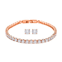 Ankur Treasure Chest Simulated Diamond Bracelet (7.00 In) and Earrings in Silvertone