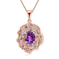 Moroccan Amethyst and Multi Gemstone 4.30 ctw Floral Pendant Necklace in 18K Vermeil Rose Gold Over Sterling Silver 20 Inches - Sticky add to cart bar
