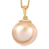 South Sea Golden Cultured Pearl Pendant Necklace in 18K Vermeil Yellow Gold Over Sterling Silver 20 Inches