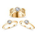Karis Set of 3 Simulated Diamond Solitaire Ring in 18K YG Plated (Size 5) 3.10 ctw - Sticky add to cart bar