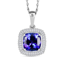 Rhapsody 950 Platinum AAAA Tanzanite, Diamond (E-F, VS2) (0.25 cts) Heart Pendant Necklace (18 Inches) (4.50 g) 2.35 ctw
