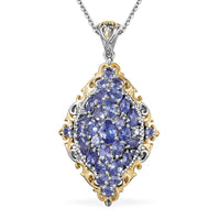 Tanzanite 4.10 ctw Pendant Necklace in 18K Vermeil YG and Rhodium Over Sterling Silver 20 Inches