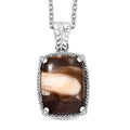 Karis Peanut Wood Jasper 6.15 ctw Solitaire Pendant in Platinum Bond with Stainless Steel Necklace 20 Inches - Sticky add to cart bar
