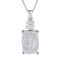 Marvelous Meteorite and Diamond 0.10 ctw Statement Pendant Necklace in Platinum Over and Rhodium Over Sterling Silver 20 Inches