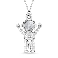 Marvelous Meteorite Astronaut Pendant Necklace in Rhodium Over Sterling Silver 20 Inches