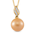 South Sea Golden Cultured Pearl and White Diamond 0.08 ctw Pendant Necklace in 18K YG Vermeil Over Sterling Silver 20 Inches - Sticky add to cart bar