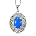Ceruleite and Multi Gemstone 6.25 ctw Celestial Garden Pendant Necklace in Rhodium Over Sterling Silver 20 Inches - Sticky add to cart bar