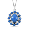 Ceruleite and Moissanite 4.75 ctw Dahlia Flower Pendant Necklace in Rhodium Over Sterling Silver 20 Inches - Sticky add to cart bar