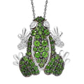 GP Trionfo Collection Chrome Diopside and White Zircon 1.75 ctw Frog Pendant Necklace in Rhodium Over Sterling Silver 20 Inches - Sticky add to cart bar
