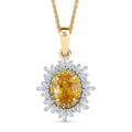 Madagascar Yellow Sapphire, White and Yellow Diamond 1.40 ctw Sunburst Pendant Necklace in 18K Vermeil Yellow Gold Over Sterling Silver 20 Inches - Sticky add to cart bar
