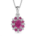 Premium Montepuez Ruby and Moissanite 1.65 ctw Art & Deco Pendant Necklace in Rhodium Over Sterling Silver 20 Inches - Sticky add to cart bar