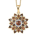 Jenipapo Andalusite and Moissanite 0.85 ctw Sunfire Bloom Pendant Necklace in 18K Vermeil Yellow Gold Over Sterling Silver 20 Inches - Sticky add to cart bar