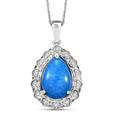 Epic Deal Premium Ceruleite, Moissanite Floral Pendant Necklace (20 Inches) in Rhodium Over Sterling Silver (Del. in 8-10 Days) 4.75 ctw - Sticky add to cart bar