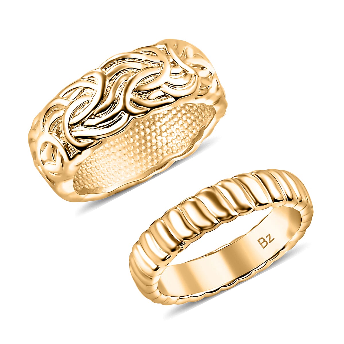 Set of 2 Band Ring in 18K YG Plated Bronze (Size 8.0)