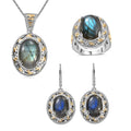TLV Karis Malagasy Labradorite Earrings, Ring (Size 5.0) and Pendant in 18K YG Plated and Platinum Bond with Stainless Steel Necklace (20 Inches) 40.35 ctw - Sticky add to cart bar