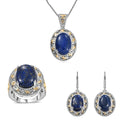 TLV Karis Malagasy Labradorite Earrings, Ring (Size 5.0) and Pendant in 18K YG Plated and Platinum Bond with Stainless Steel Necklace (20 Inches) 40.35 ctw - Sticky add to cart bar