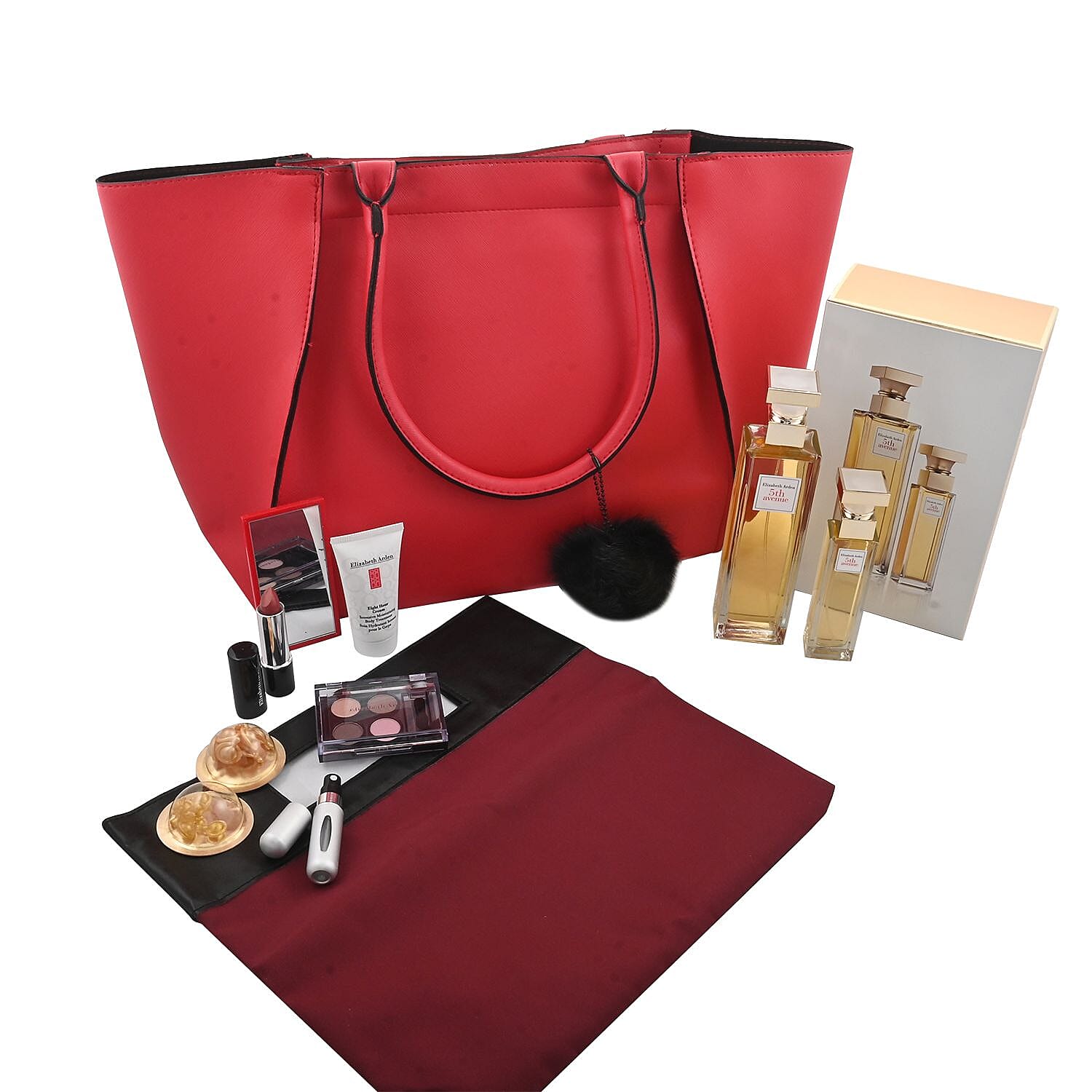 Elizabeth Arden 12pc Gift Set (5th Avenue Parfum, Skincare & Cosmetic Bag, and Tote Bag)