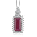 Doorbuster AAA Niassa Ruby (FF) and White Zircon 4.75 ctw Pendant Necklace in Rhodium Over Sterling Silver 20 Inches - Sticky add to cart bar