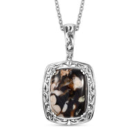 Karis Peanut Wood Jasper 15.30 ctw Solitaire Pendant in Platinum Bond with Stainless Steel Necklace 20 Inches