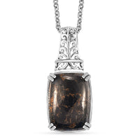 Karis Matrix Silver Shungite 10.15 ctw Pendant in Platinum Bond with Stainless Steel Necklace 20 Inches
