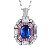 Kashmir Kyanite and Multi Gemstone 5.70 ctw Royal Elegance Pendant Necklace in Rhodium Over Sterling Silver 20 Inches