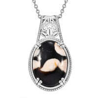 Peanut Wood Jasper 12.60 ctw Pendant Necklace 20 Inches in Stainless Steel