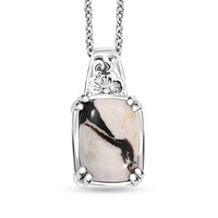 Peanut Wood Jasper 5.65 ctw Solitaire Pendant in Platinum Over Copper with Magnet with Stainless Steel Necklace 20 Inches