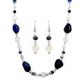 Sodalite 50.40 ctw and Austrian Crystal Canon Sky Blue Necklace and Earrings in Silvertone 24 Inches - Sticky add to cart bar