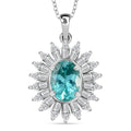 Madagascar Lagoon Apatite and Moissanite 2.00 ctw Stellar Ocean Radiance Pendant Necklace in Rhodium Over Sterling Silver 20 Inches - Sticky add to cart bar
