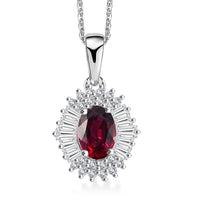 Premium Ouro Fino Rubellite and White Zircon 1.50 ctw Pendant Necklace in Rhodium Over Sterling Silver 20 Inches