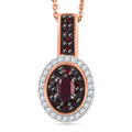 Premium Anthill Garnet and Moissanite 0.75 ctw Double Halo Pendant Necklace in 18K Vermeil Rose Gold Over Sterling Silver 20 Inches - Sticky add to cart bar