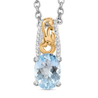 Mangoro Aquamarine 1.10 ctw Solitaire Pendant Necklace in 18K Vermeil YG and Rhodium Over Sterling Silver 20 Inches
