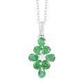 AAA Kagem Emerald and Natural White Zircon Floral Pendant Necklace 18-19.5 Inches in Rhodium Over Sterling Silver 1.15 ctw - Sticky add to cart bar