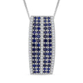 TLV Madagascar Blue Sapphire, White Zircon Pendant Necklace (18 Inches) in Rhodium Over Sterling Silver 2.60 ctw - Sticky add to cart bar