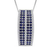 TLV Madagascar Blue Sapphire, White Zircon Pendant Necklace (18 Inches) in Rhodium Over Sterling Silver 2.60 ctw