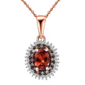 Premium Tanzanian Blush Garnet, Natural Champagne and White Diamond 1.25 ctw Sunflower Pendant Necklace in 18K Vermeil Rose Gold Over Sterling Silver 20 Inches - Sticky add to cart bar