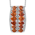 TLV Orange Sapphire, White Zircon Pendant Necklace (20 Inches) in Rhodium Over Sterling Silver 4.80 ctw - Sticky add to cart bar