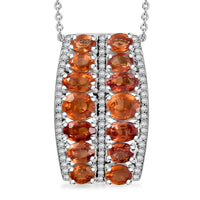 TLV Orange Sapphire, White Zircon Pendant Necklace (20 Inches) in Rhodium Over Sterling Silver 4.80 ctw