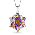 Nebula Quartz Doublet and Multi Gemstone 3.85 ctw Star Pendant Necklace in Rhodium Over Sterling Silver 20 Inches - Sticky add to cart bar