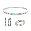 Ethiopian Welo Opal 1.90 ctw Band Ring (Size 5.0), Earrings and Bangle Bracelet (7.25 In) in Stainless Steel - Sticky add to cart bar