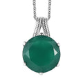 Green Onyx Pendant Necklace (20 Inches) in Stainless Steel 9.35 ctw - Sticky add to cart bar