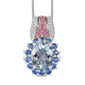 Premium Mangoro Aquamarine and Multi Gemstone 3.65 ctw Pendant Necklace 20 Inches in Vermeil RG and Rhodium Over Sterling Silver - Sticky add to cart bar