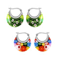 Set Of 2 Multi Color and Blue Color Murano Style Basket Earrings in Stainless Steel - Sticky add to cart bar